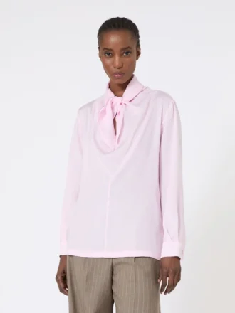 Bluse i silkecharmeuse, rosa