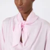 Bluse i silkecharmeuse, rosa Bluse i silkecharmeuse, rosa