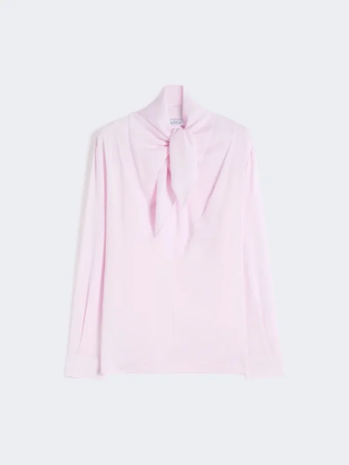Bluse i silkecharmeuse, rosa Bluse i silkecharmeuse, rosa