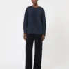 Bluse i silkecrepe de chine, ultramarin Bluse i silkecrepe de chine, ultramarin