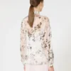 Bluse i trykt chiffon, hvit Bluse i trykt chiffon, hvit