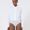 Bodysuit i poplin, optisk hvit