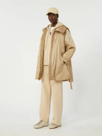 Bomulls-sweatshirt med glidelås, sand