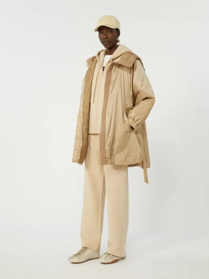 Bomulls-sweatshirt med glidelås, sand