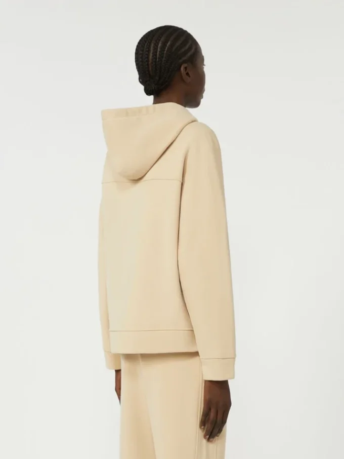 Bomulls-sweatshirt med glidelås, sand