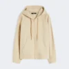 Bomulls-sweatshirt med glidelås, sand