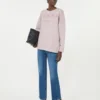Bomulls-sweatshirt med rund hals, lilla