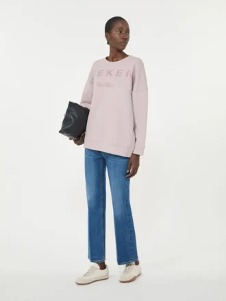 Bomulls-sweatshirt med rund hals, lilla