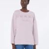 Bomulls-sweatshirt med rund hals, lilla