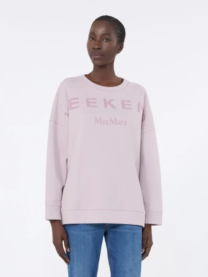 Bomulls-sweatshirt med rund hals, lilla