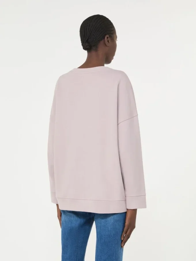 Bomulls-sweatshirt med rund hals, lilla