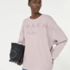 Bomulls-sweatshirt med rund hals, lilla
