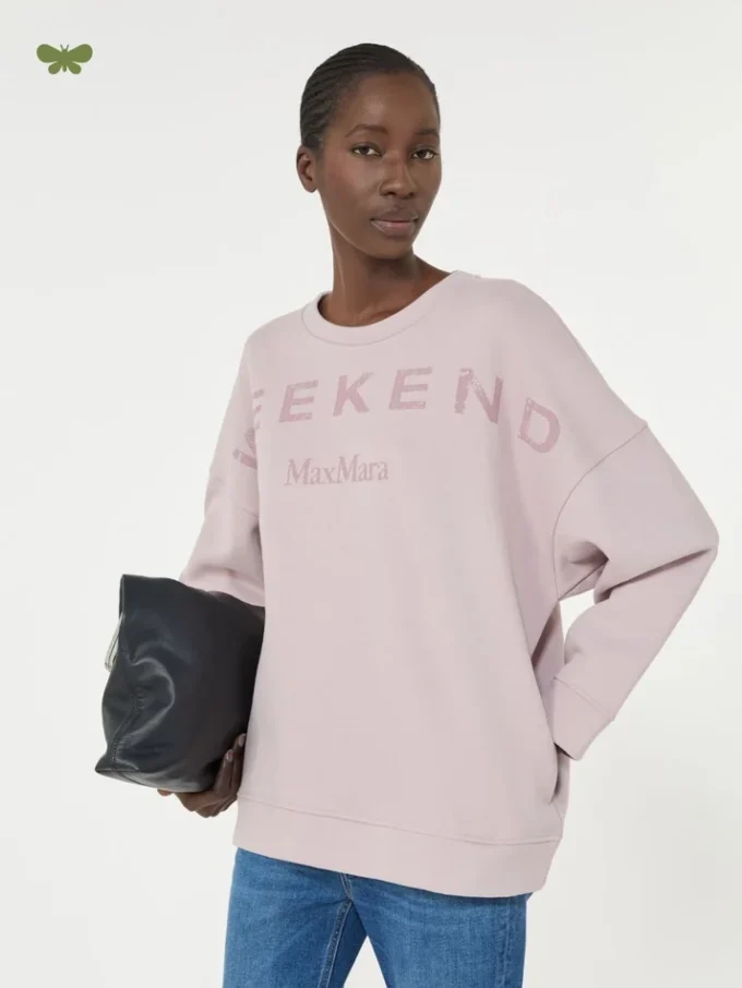 Bomulls-sweatshirt med rund hals, lilla