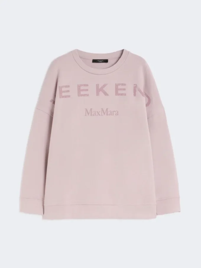 Bomulls-sweatshirt med rund hals, lilla