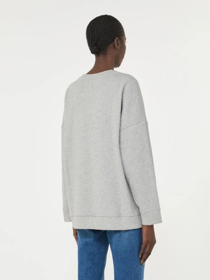 Bomulls-sweatshirt med rund hals, lysegrå