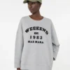 Bomulls-sweatshirt med rund hals, lysegrå