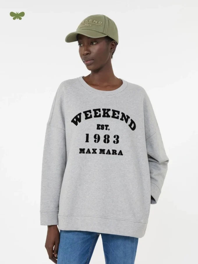 Bomulls-sweatshirt med rund hals, lysegrå