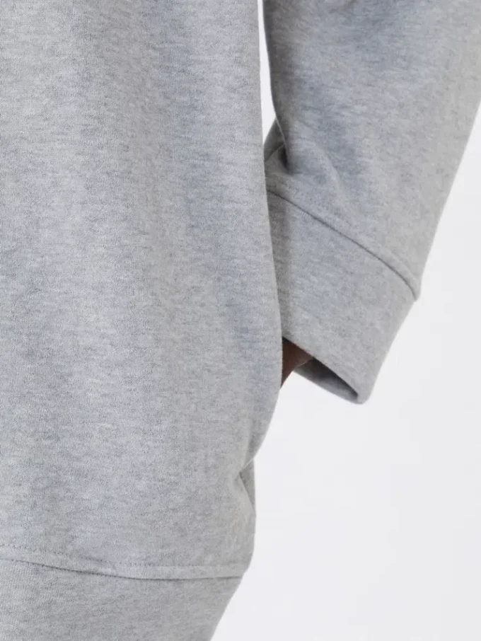 Bomulls-sweatshirt med rund hals, lysegrå