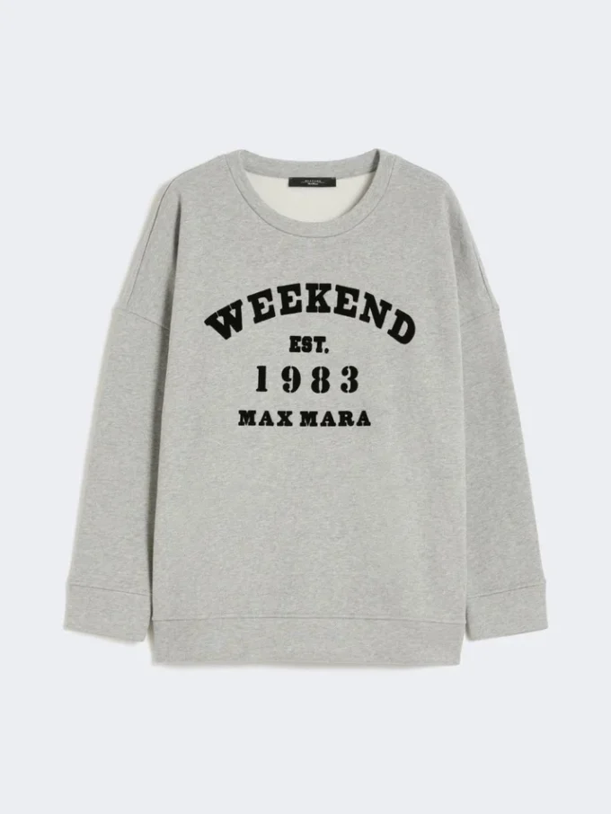 Bomulls-sweatshirt med rund hals, lysegrå