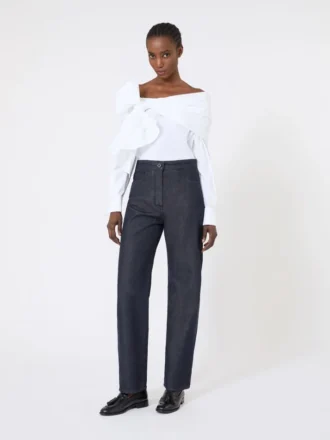 Bomullsbukser i denim-look, midnattsblå