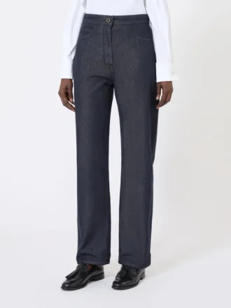 Bomullsbukser i denim-look, midnattsblå