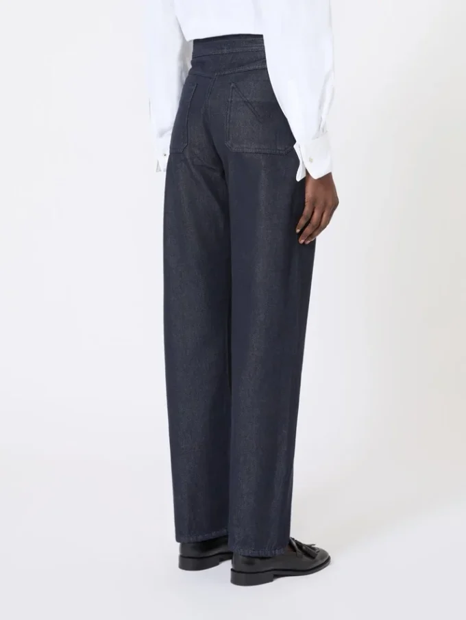 Bomullsbukser i denim-look, midnattsblå