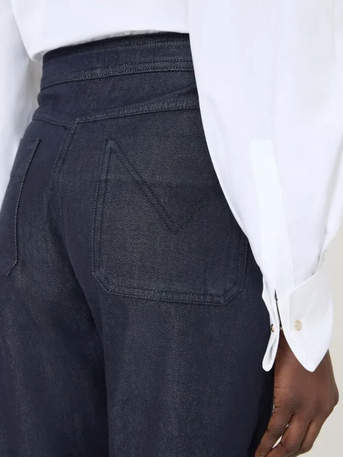 Bomullsbukser i denim-look, midnattsblå