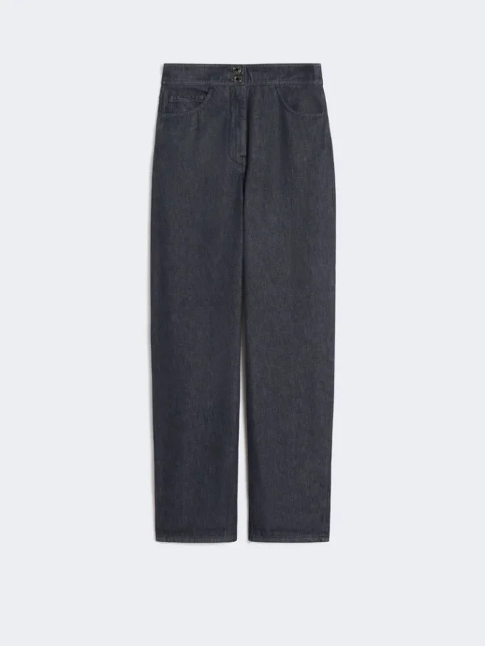 Bomullsbukser i denim-look, midnattsblå