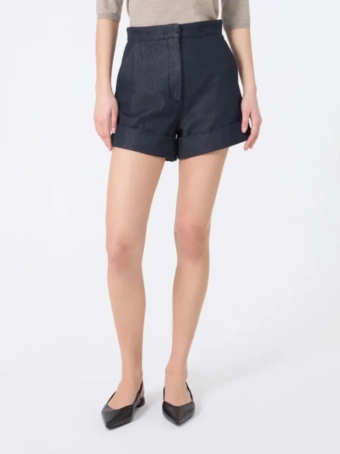 Bomullsshorts i denim-look, midnattsblå