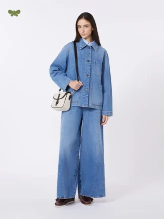 Bred, marineblå jeans i bomullsdenim
