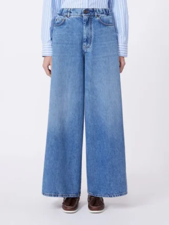 Bred, marineblå jeans i bomullsdenim