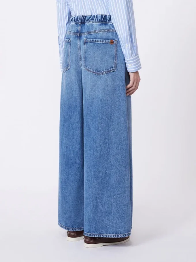 Bred, marineblå jeans i bomullsdenim