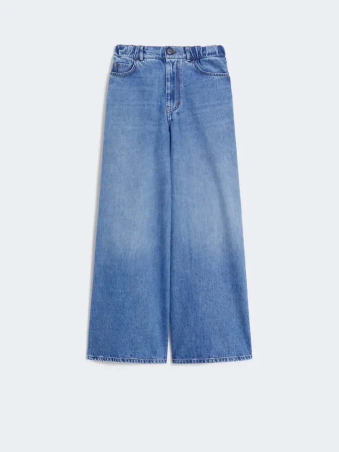 Bred, marineblå jeans i bomullsdenim
