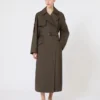 Bred, vannavvisende trenchcoat i twill, grønn Bred, vannavvisende trenchcoat i twill, grønn