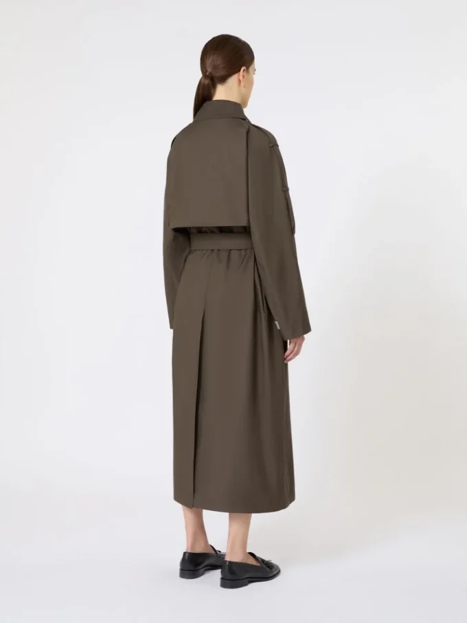 Bred, vannavvisende trenchcoat i twill, grønn Bred, vannavvisende trenchcoat i twill, grønn