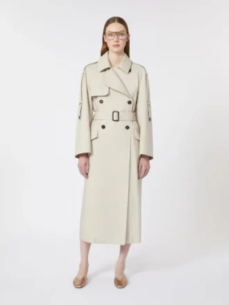 Bred, vannavvisende trenchcoat i twill, natur