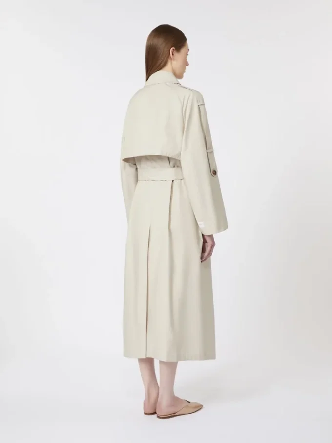 Bred, vannavvisende trenchcoat i twill, natur Bred, vannavvisende trenchcoat i twill, natur