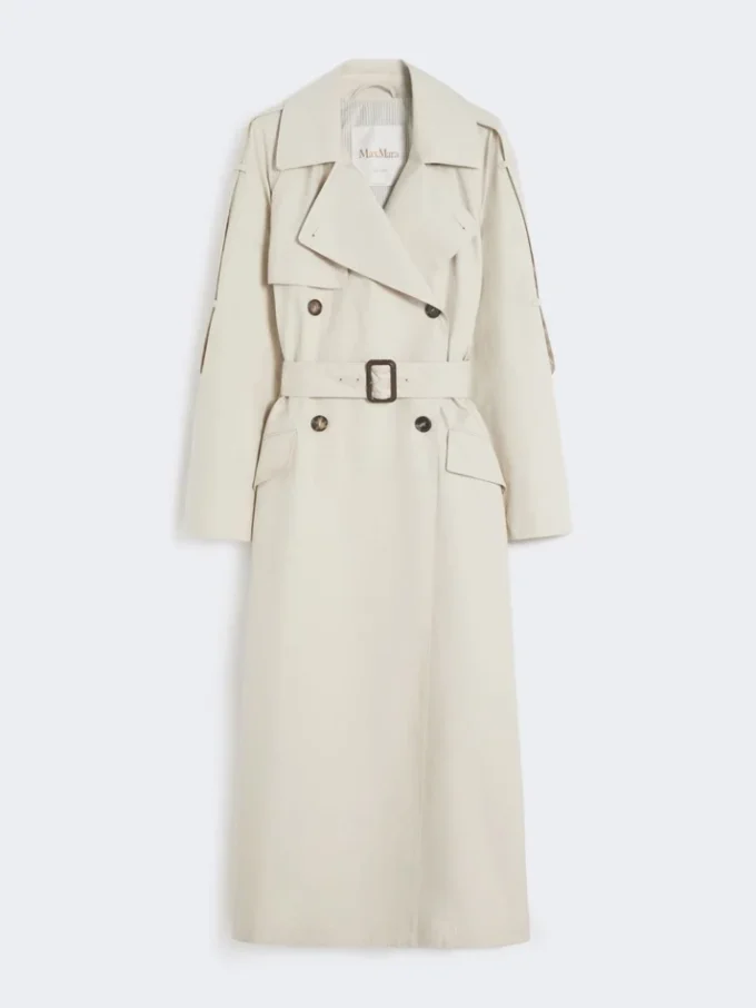 Bred, vannavvisende trenchcoat i twill, natur Bred, vannavvisende trenchcoat i twill, natur