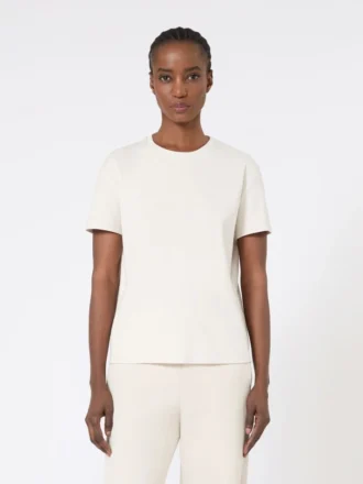 Broderet jersey-T-skjorte, sand