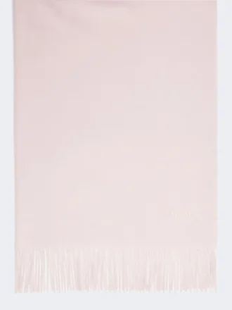 Brodert kashmirstole med frynser, rosa