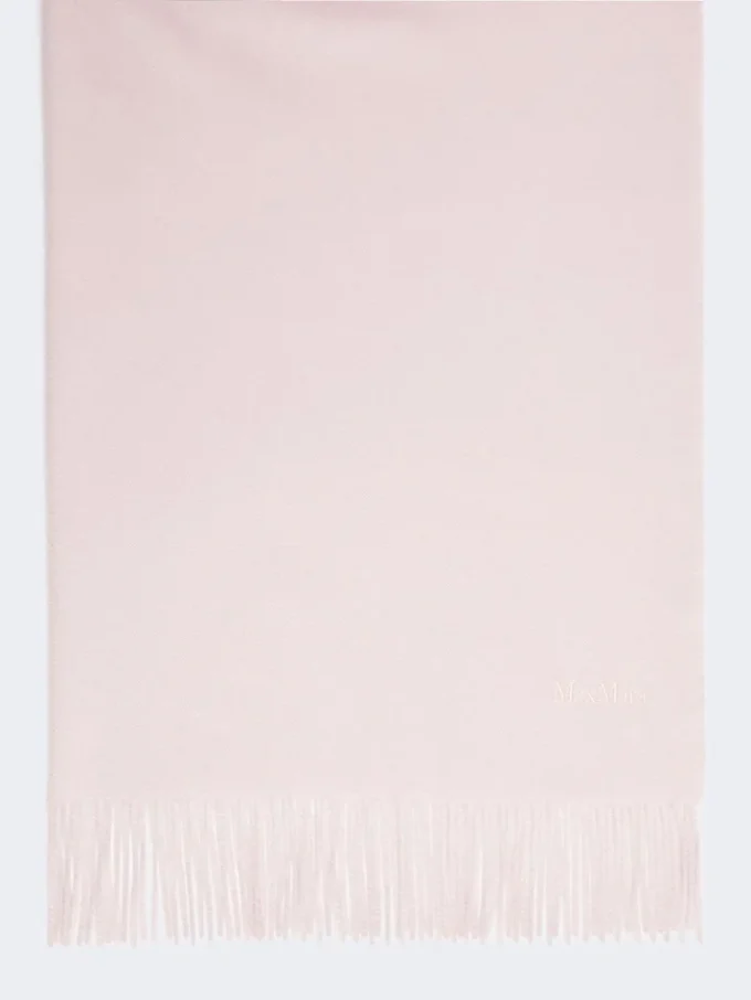Brodert kashmirstole med frynser, rosa Brodert kashmirstole med frynser, rosa