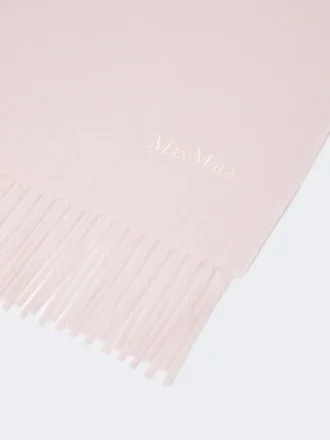 Brodert kashmirstole med frynser, rosa