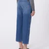 Broderte jeans i denim, marineblå