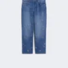 Broderte jeans i denim, marineblå