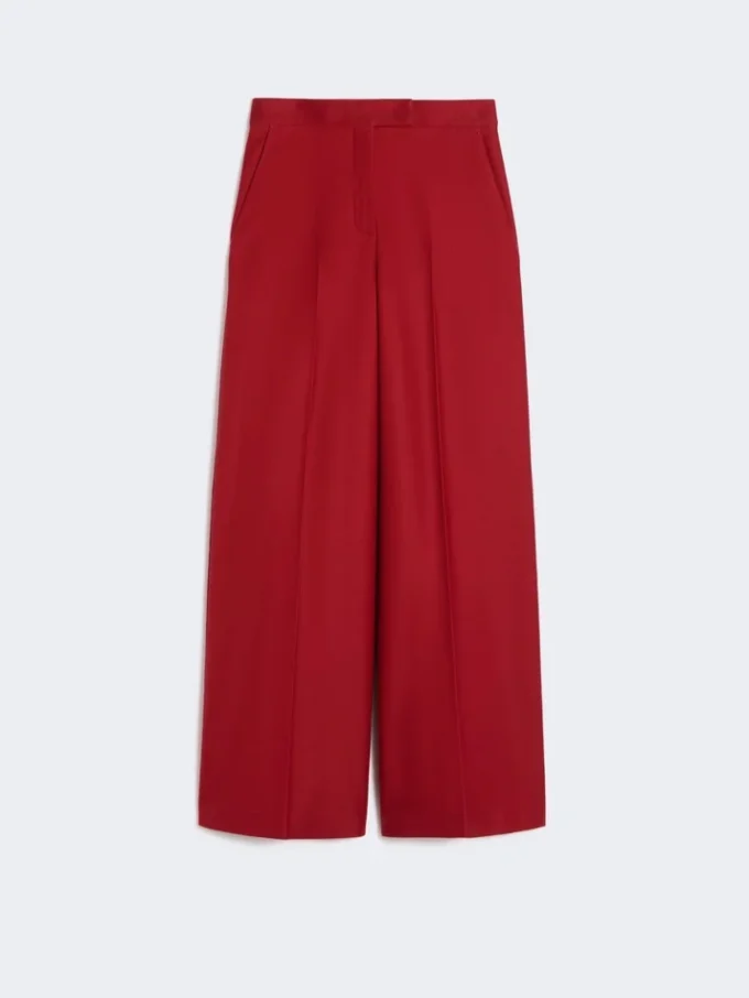 Bukse i bomullsgabardin-jersey, rød