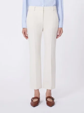 Bukser i dobbeltsidig viskosekanvas, elfenben