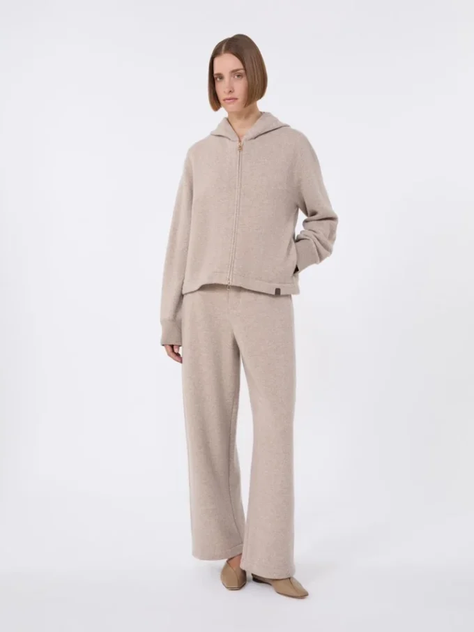 Bukser i kashmir og ullfleece, beige