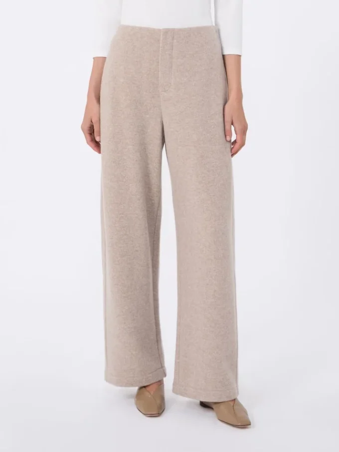 Bukser i kashmir og ullfleece, beige