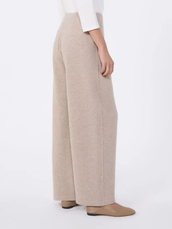 Bukser i kashmir og ullfleece, beige