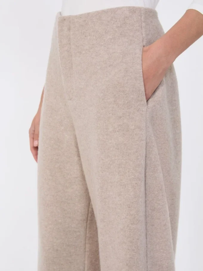 Bukser i kashmir og ullfleece, beige